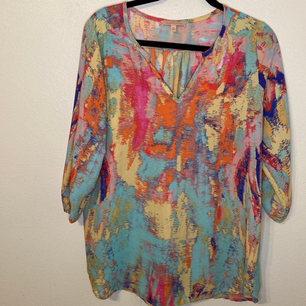 Gibson Latimer Blue Pink Graphic Tunic